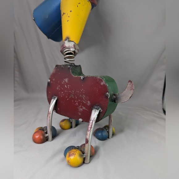 Vtg Dog Metal Hand Made Modernism Welded Spring Neck Bobblehead Art Home Decor - Picture 4 of 12